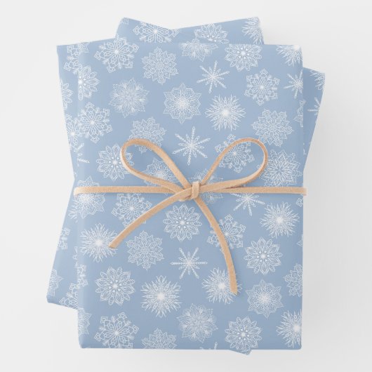 WinterFeestdagen Elegant Blue Snowflakes Kerstmis Inpakpapier Vel (In situ)