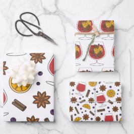 Winterfeestdagen gemulgeerde rode wijn en specerij inpakpapier vel