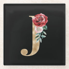 Winterfeestdagen initialen letter J Glazen Onderzetter