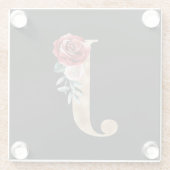 Winterfeestdagen initialen letter J Glazen Onderzetter (Achterkant)