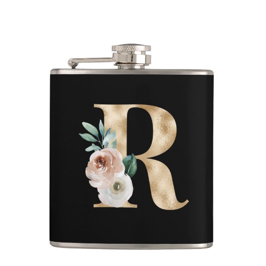 Winterfeestdagen initialen letter R Heupfles (Voorkant)