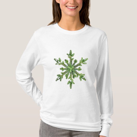WinterFeestdagen Pine Snowflake Vrouw Lange-geslap T-shirt (Voorkant)
