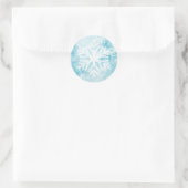 WinterFeestdagen Snowflake Blauwgroen Blauwe Kerst Ronde Sticker (Tas)