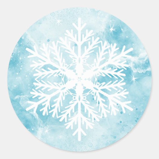 WinterFeestdagen Snowflake Blauwgroen Blauwe Kerst Ronde Sticker (Voorkant)