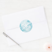 WinterFeestdagen Snowflake Blauwgroen Blauwe Kerst Ronde Sticker (Envelop)