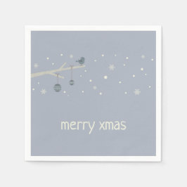 Winterfeestdagen xmas ball blue bird cartoon servet