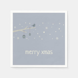 Winterfeestdagen xmas ball blue bird cartoon servet