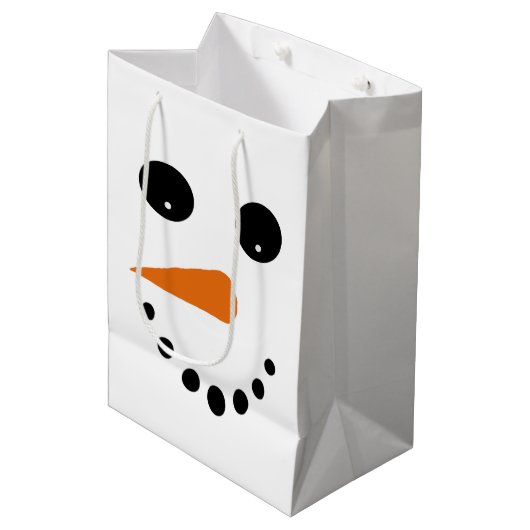Winterfeestelijke snowman medium cadeauzakje (Voorkant Gekanteld)