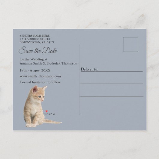 Winterfeesten in de sneeuw, met Kittens Aankondigingskaart (Achterkant)