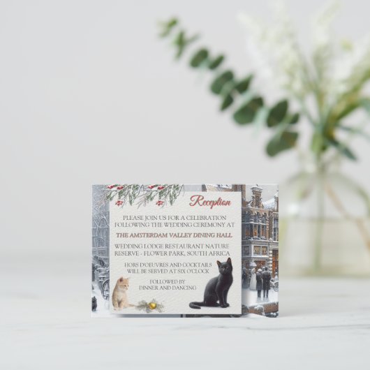 Winterfeesten in de sneeuw, met Kittens Informatiekaartje (Staand voorkant)