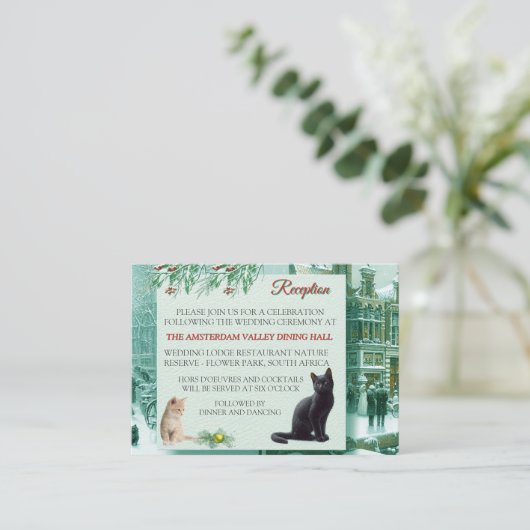 Winterfeesten in de sneeuw, met Kittens Informatiekaartje (Staand voorkant)