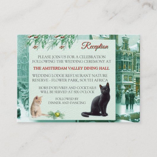 Winterfeesten in de sneeuw, met Kittens Informatiekaartje (Voorkant)