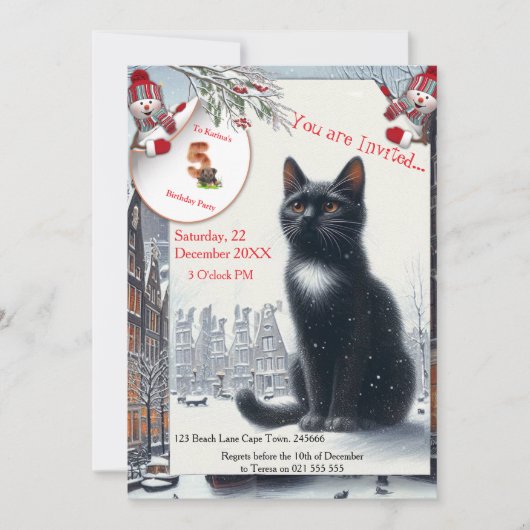 Winterfeesten in de sneeuw, met Kittens Kaart (Voorkant)