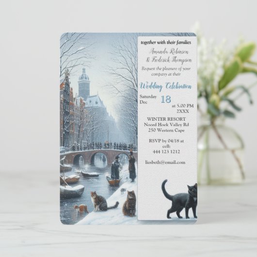 Winterfeesten in de sneeuw, met Kittens Kaart (Staand voorkant)