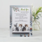 Winterfeesten in de sneeuw, met Kittens Kaart (Staand voorkant)