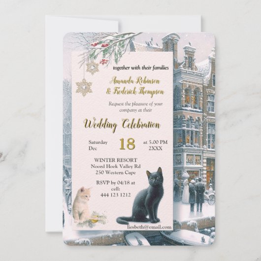 Winterfeesten in de sneeuw, met Kittens Kaart (Voorkant)