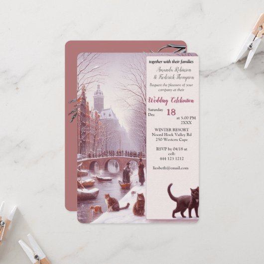 Winterfeesten in de sneeuw, met Kittens Kaart (Voorkant / Achterkant in situ)