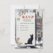 Winterfeesten in de sneeuw, met Kittens RSVP Kaartje (Voorkant)