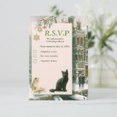 Winterfeesten in de sneeuw, met Kittens RSVP Kaartje (Staand voorkant)