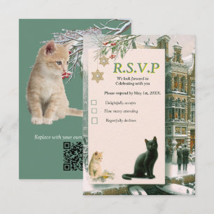 Winterfeesten in de sneeuw, met Kittens RSVP Kaartje