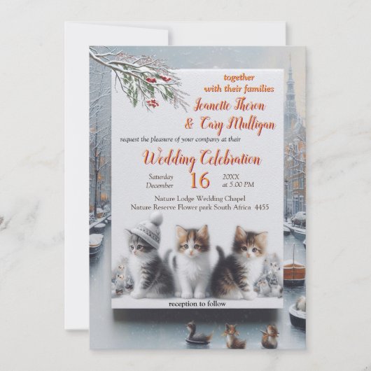 Winterfeesten in de sneeuw of in de zon. kaart (Voorkant)