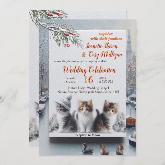 Winterfeesten in de sneeuw of in de zon. kaart (Voorkant / Achterkant)