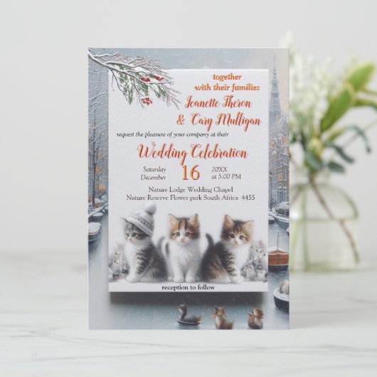 Winterfeesten in de sneeuw of in de zon. kaart (Staand voorkant)