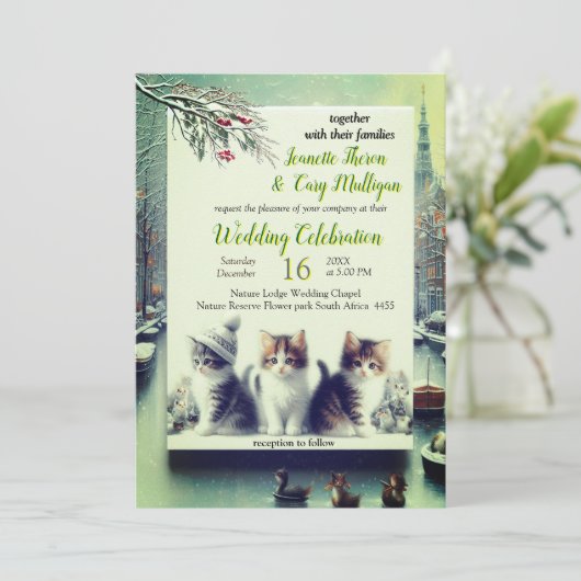 Winterfeesten in de sneeuw of in de zon. kaart (Staand voorkant)