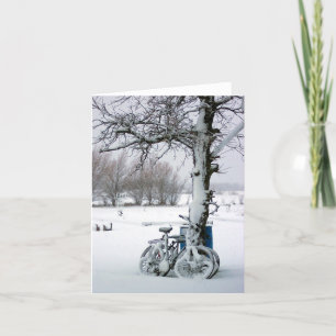 Winterfietsen in sneeuwblanco nokken kaart