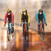 Winterfietsen met drie riemen uit voor vers luchtt raamsticker (Vel 2)