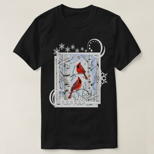Winterfinals Berken Bomen Sneeuwvlok Ontwerp T-shirt (Design voorkant)