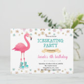Winterflamingo ijsschaatpartij kaart (Staand voorkant)