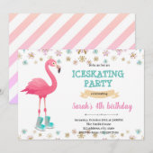 Winterflamingo ijsschaatpartij kaart (Voorkant / Achterkant)
