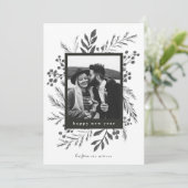 Winterflesjeskerstfoto Zwart-wit Feestdagenkaart (Staand voorkant)