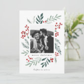 Winterflessen kerstfoto Klassieke kleuren Feestdagenkaart (Staand voorkant)