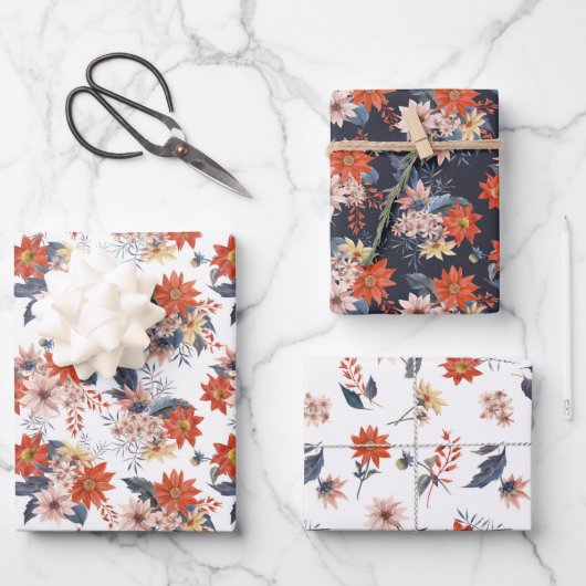 winterflessenpatronen kerstset inpakpapier vel (Voorkant)