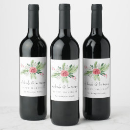 Winterflora Eat Drink are name Prettige feestdagen Wijn Etiket