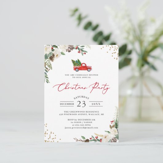 WinterFloral Holly Berries Kerstfeest Briefkaart (Staand voorkant)