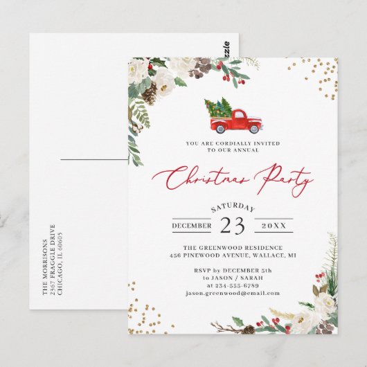 WinterFloral Holly Berries Kerstfeest Briefkaart (Voorkant / Achterkant)