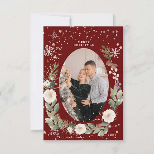 winterflorale foto blije vakantiekaart kaart (Voorkant)