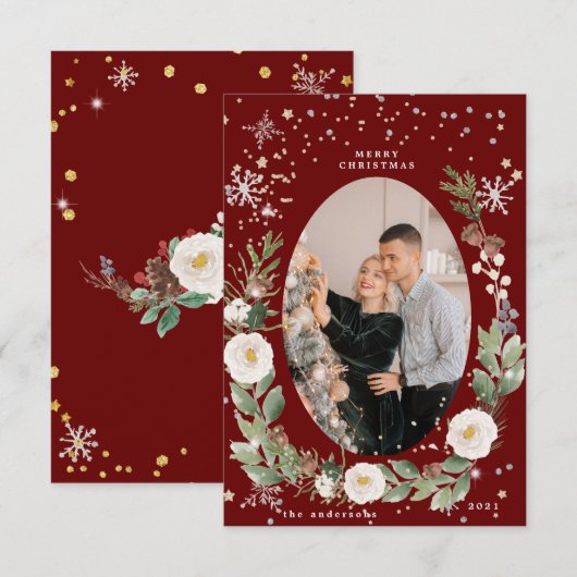 winterflorale foto blije vakantiekaart kaart (Voorkant / Achterkant)