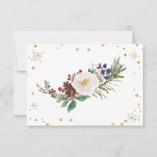 winterflorale foto blije vakantiekaart kaart (Achterkant)