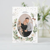 winterflorale foto blije vakantiekaart kaart (Staand voorkant)