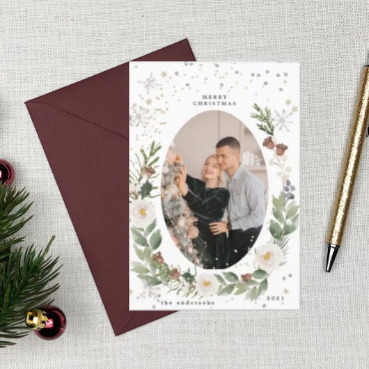 winterflorale foto blije vakantiekaart kaart