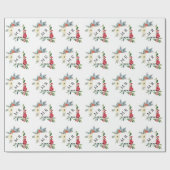 Winterflorale kerstbessen Monogrammed Cadeaupapier (Vlak)