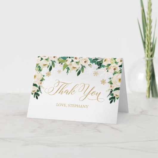 Winterflorale sneeuwvlok bedankkaart (Voorkant)