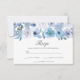 WinterFlorals: Elegant Blue Wedding RSVP