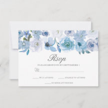WinterFlorals: Elegant Blue Wedding RSVP