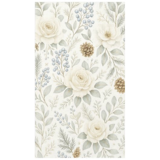 Winterfluister Bloemen & Denneappel Tafelkleed (Voorkant)