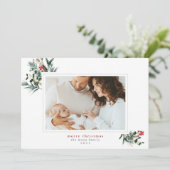 Winterfoliage Lijst kerstfotokaart Feestdagenkaart (Staand voorkant)